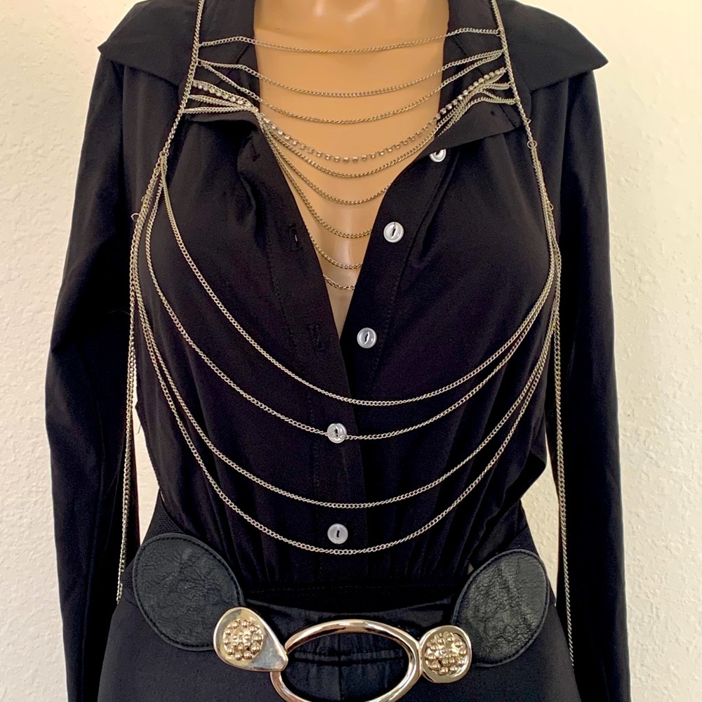 Black Button Down Body Suit